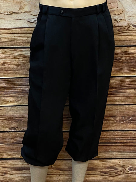  Dunkelblaue Knickerbocker-Hose mit Bundfalten und elastischem Beinabschluss aus Wollmix
