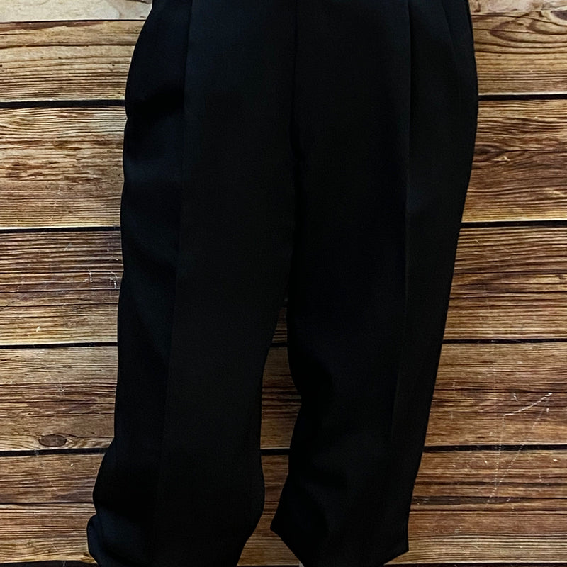  Dunkelblaue Knickerbocker-Hose mit Bundfalten und elastischem Beinabschluss aus Wollmix