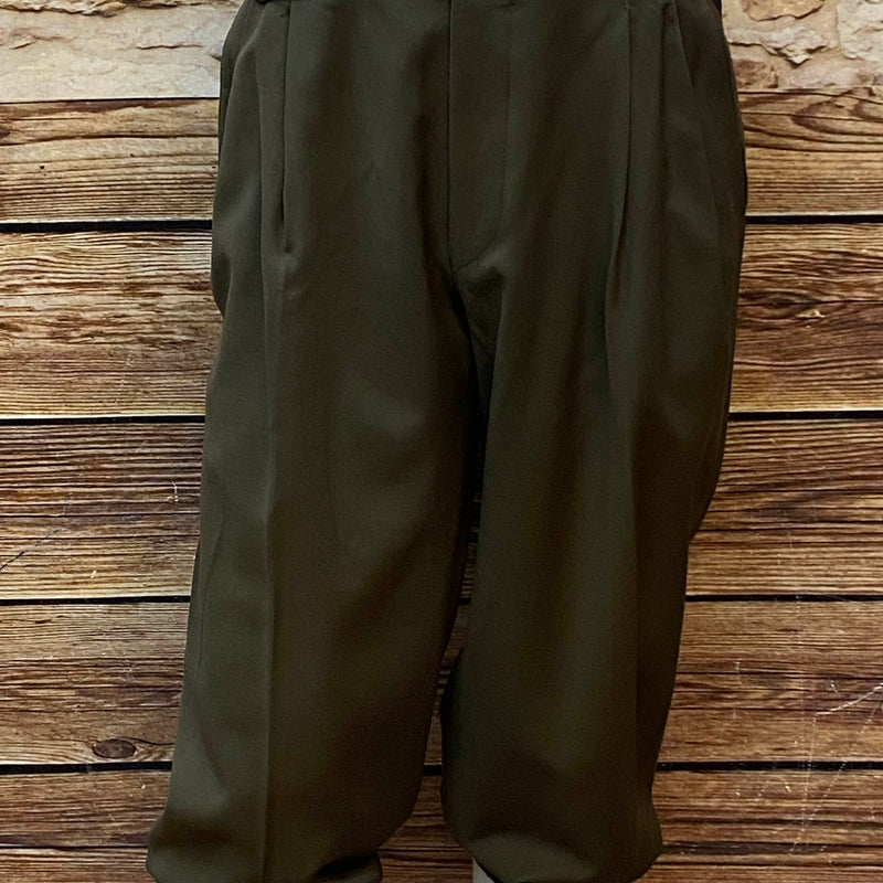 Vintage Herren-Knickerbocker in Gr. 52 aus 100 % Schurwolle, in dunkelgrün-oliv, mit elastischem Beinabschluss, sehr guter Zustand.