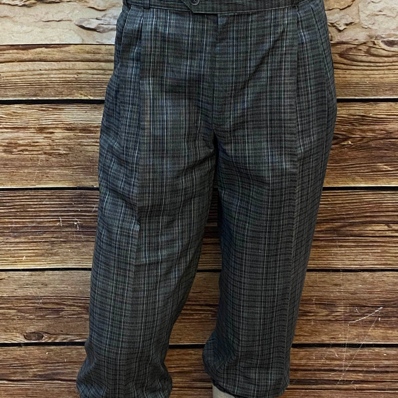 Vintage Knickerbocker Hose Herren Größe 50, kariert in Grau-Blau-Grün, Bundweite 85 cm, Baumwolle, sehr guter Zustand im 20er Jahre Stil.