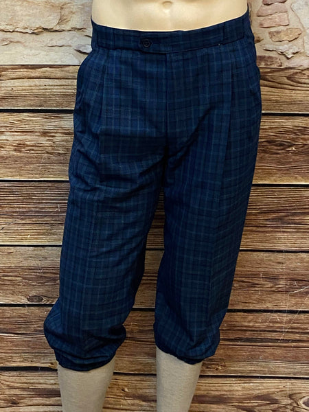 Karierte Vintage Knickerbocker Hose in Blau, Gr. 48