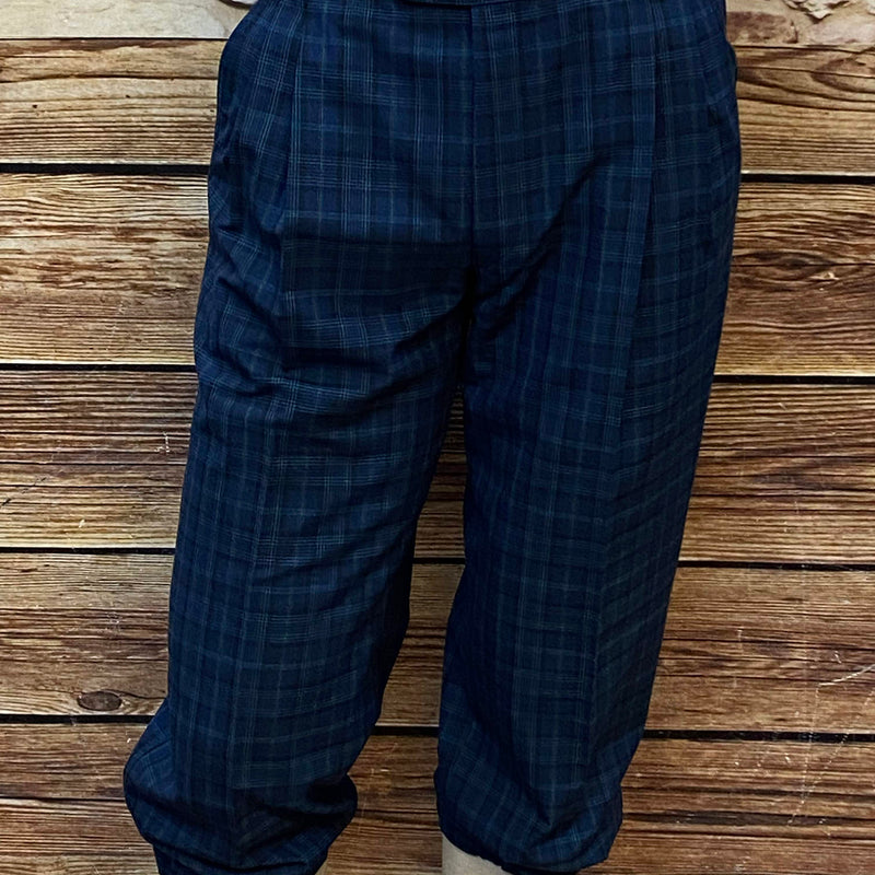 Karierte Vintage Knickerbocker Hose in Blau, Gr. 48