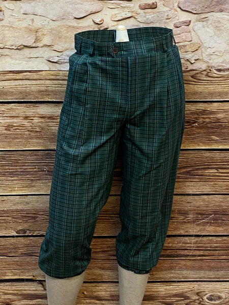 Grün-karierte Knickerbockerhose, Größe 46, Bundweite 82 cm, 100 % Baumwolle, ungetragen – 20er-Jahre-Stil.