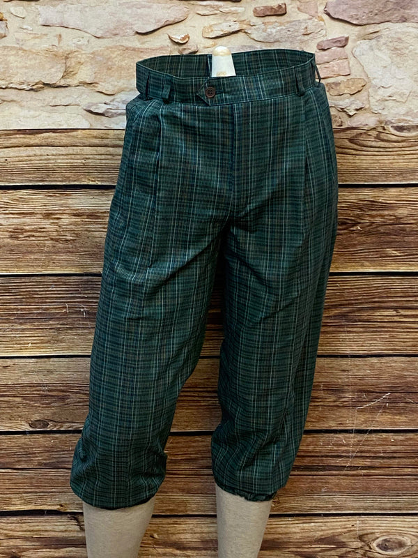 Grün-karierte Knickerbockerhose, Größe 46, Bundweite 82 cm, 100 % Baumwolle, ungetragen – 20er-Jahre-Stil.