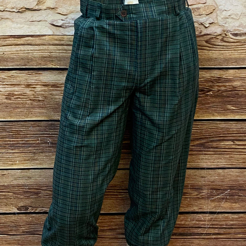 Grün-karierte Knickerbockerhose, Größe 46, Bundweite 82 cm, 100 % Baumwolle, ungetragen – 20er-Jahre-Stil.