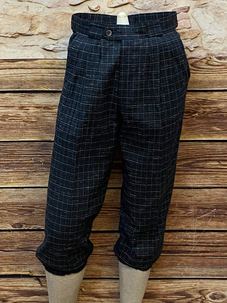 Schwarz-dunkelgrün karierte Knickerbockerhose  Größe 48, Bund 84 cm, ungetragen – ideal für 20er-Jahre-, Golf- und Tweedride-Outfits.
