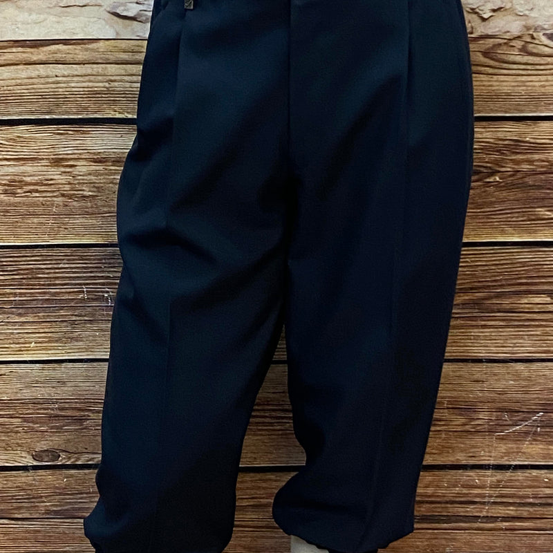 Nachtblaue Knickerbocker-Hose mit Bundfalten und elastischem Beinabschluss im 20er-Jahre-Stil 