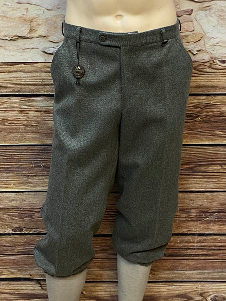 Grüne Vintage Knickerbocker Hose Fischgrat Muster Vorderansicht