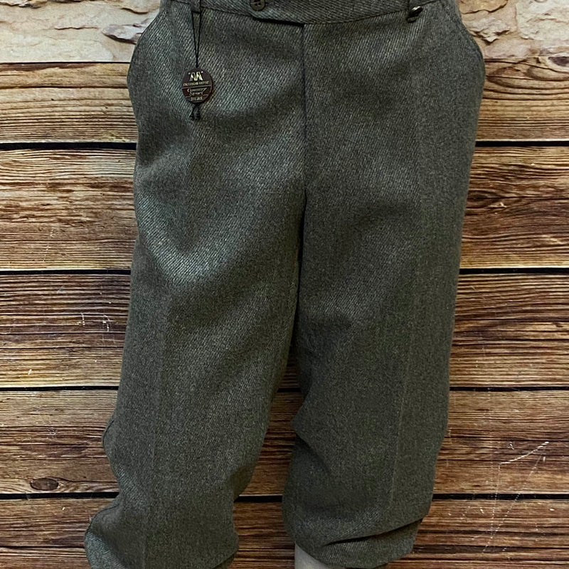 Grüne Vintage Knickerbocker Hose Fischgrat Muster Vorderansicht