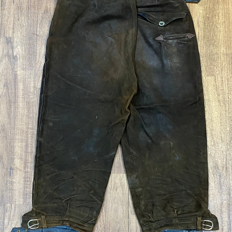 „Kniebundlederhose braun Rückseite Lederhose Herren Vintage Tracht“