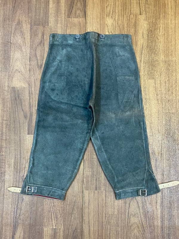 „Kniebundlederhose Vintage grau Rückseite Lederhose Herren kleine Größe“
