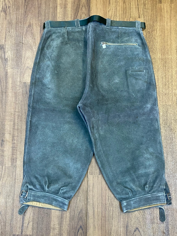 „Kniebundlederhose Herren Vintage grau Rückseite Lederhose Tracht“