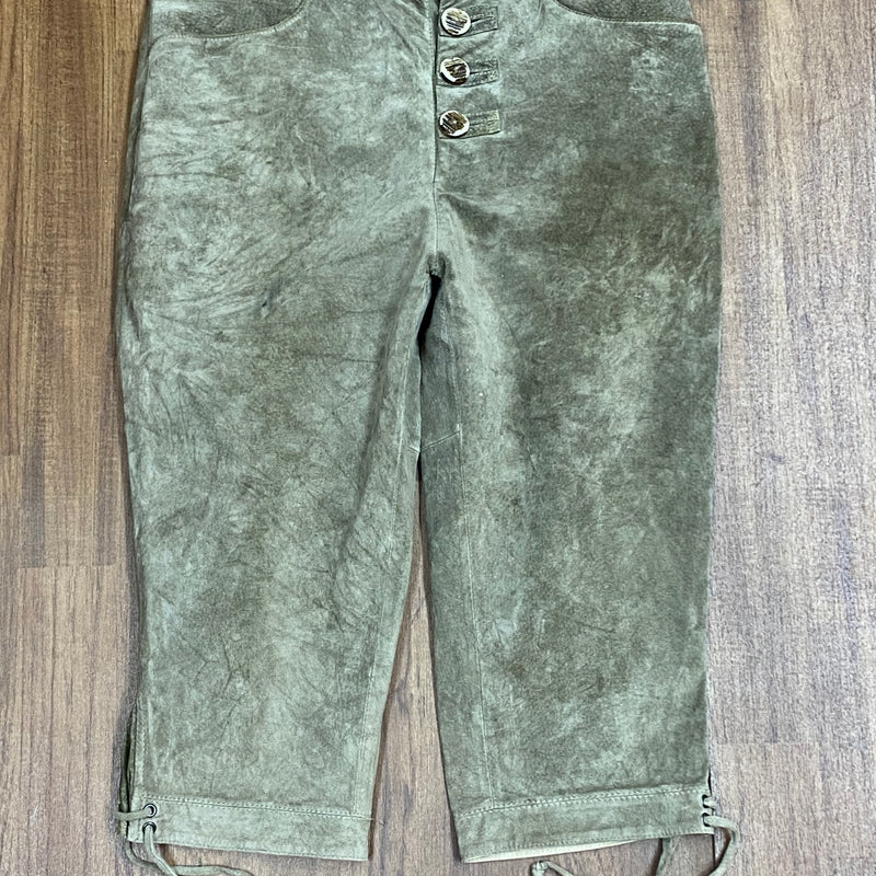 „Vintage Kniebundlederhose Herren grün Echtleder Landhaus Größe 46 Vorderansicht“