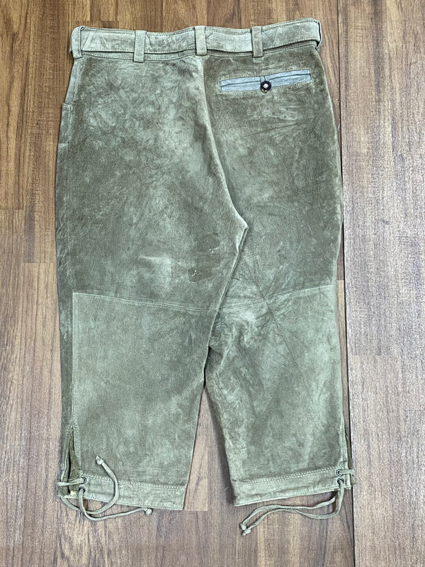 „Trachtenlederhose Herren grün Kniebund Rückseite Vintage Lederhose“