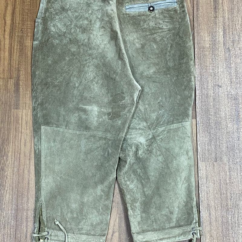 „Trachtenlederhose Herren grün Kniebund Rückseite Vintage Lederhose“