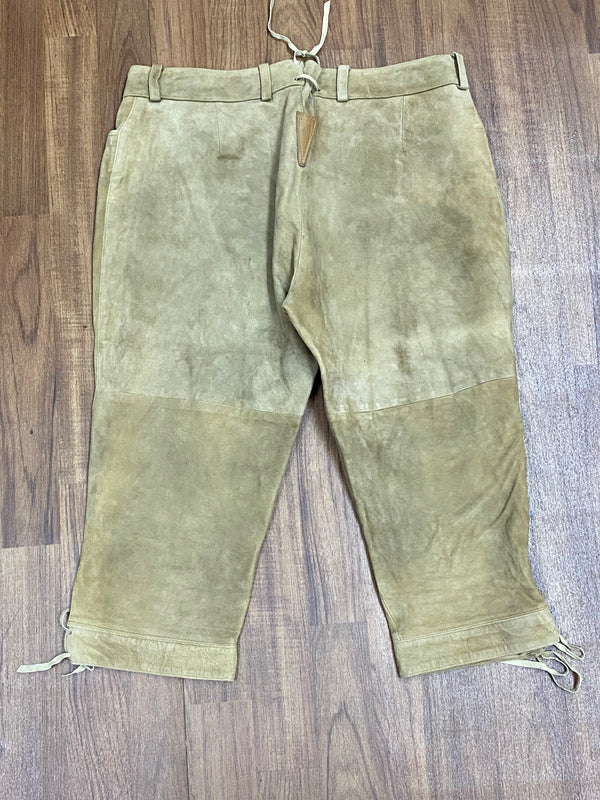 „Trachtenlederhose beige Kniebund Herren Rückseite Vintage Echtleder“