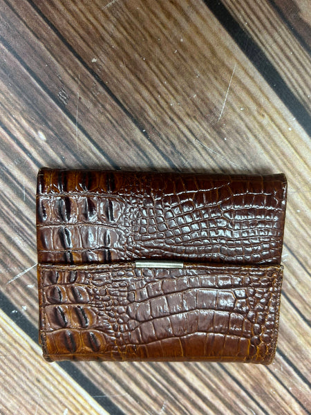 Braune Vintage Geldbörse 10×7 cm aus echtem Krokodilleder – 50er Jahre, sehr guter Zustand