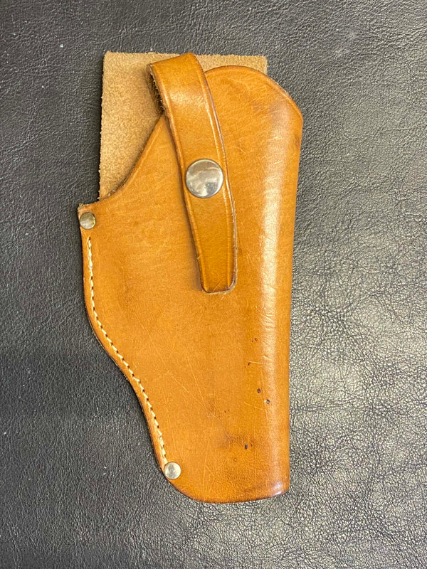 „Vintage Leder Holster in Braun im Western Stil aus den 1970er Jahren mit Gürtelschlaufe“