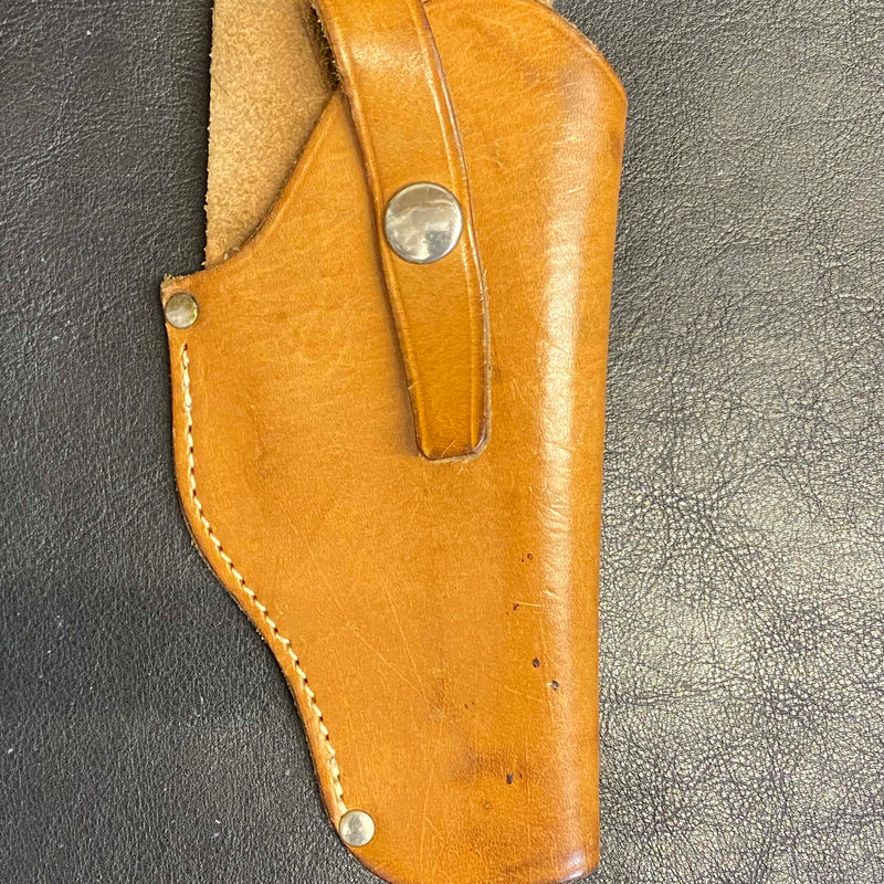 „Vintage Leder Holster in Braun im Western Stil aus den 1970er Jahren mit Gürtelschlaufe“