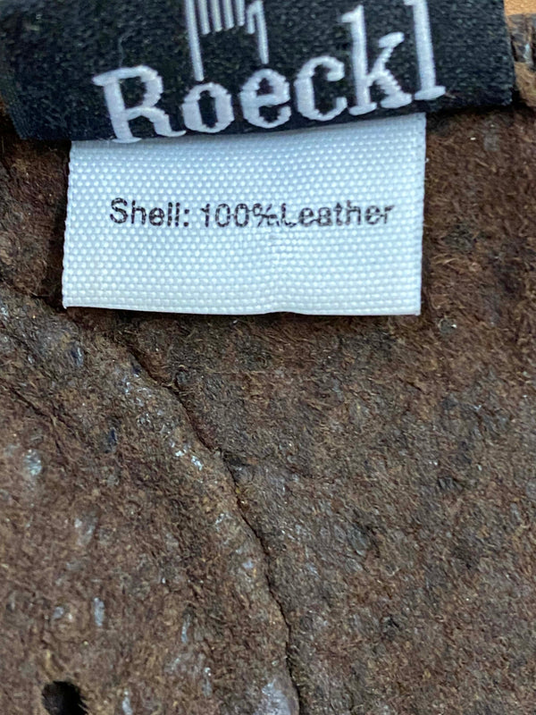 Materialetikett mit 100 Prozent Leder bei Roeckl Fahrhandschuhen