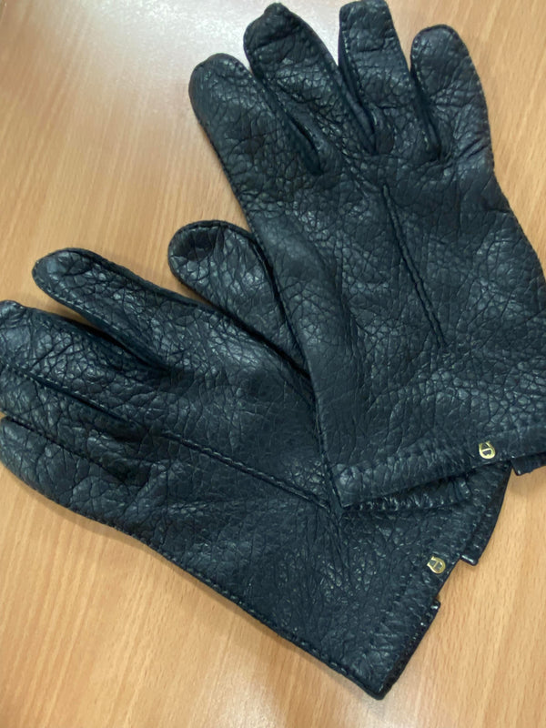 Schwarze Vintage-Lederhandschuhe in Größe XL