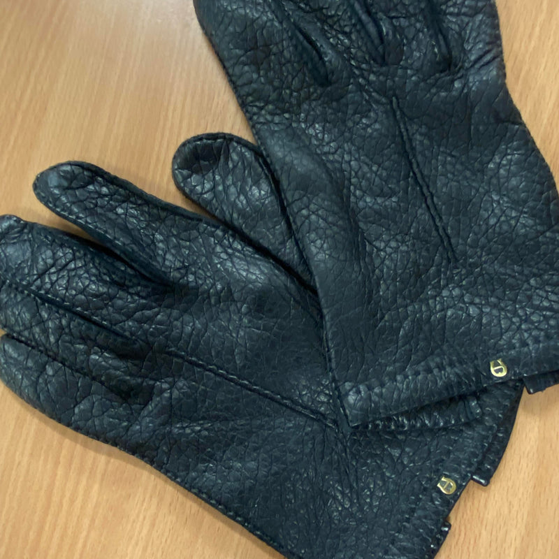 Schwarze Vintage-Lederhandschuhe in Größe XL