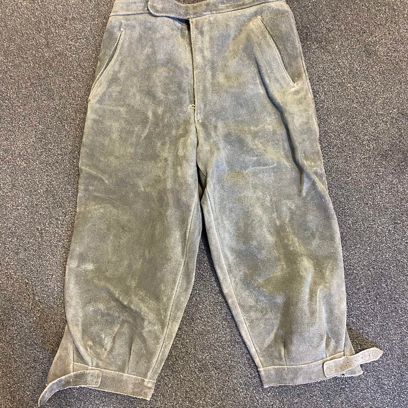 „Vintage Lederhose Herren grau Kniebund Echtleder Trachtenhose“