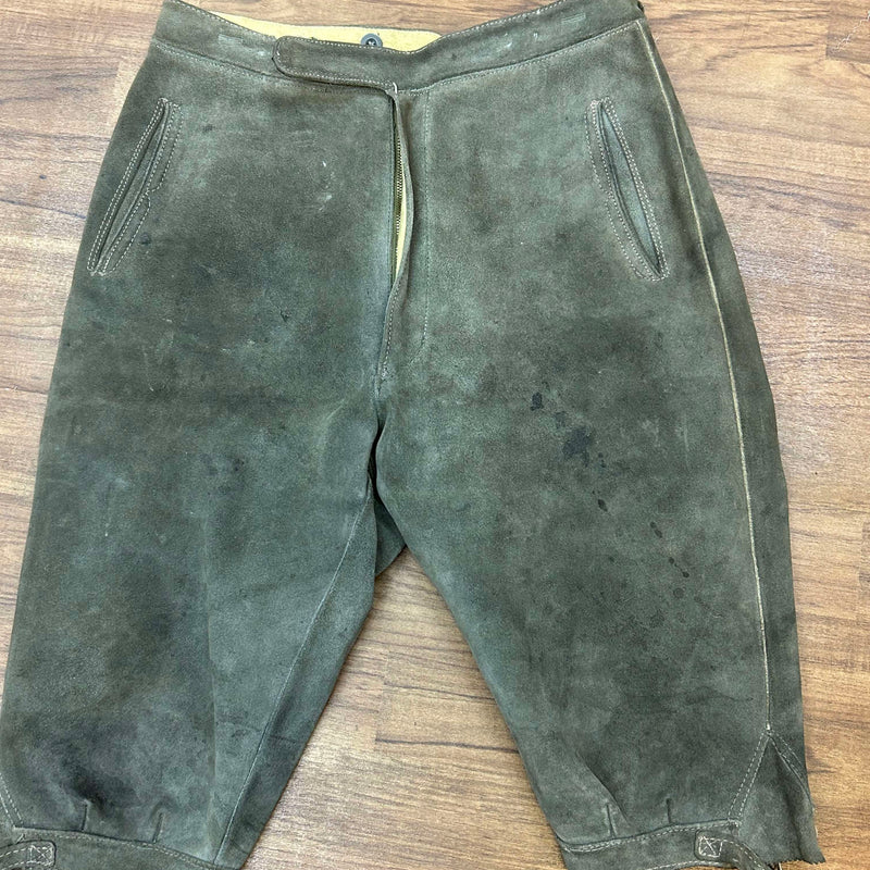 „Vintage Lederhose Herren grün braun Gerry Weber Kniebund Trachtenhose Echtleder“