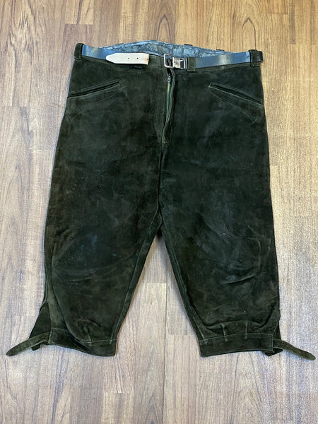 „Vintage Lederhose Herren grün Kniebund Trachtenhose Echtleder 90er Jahre“