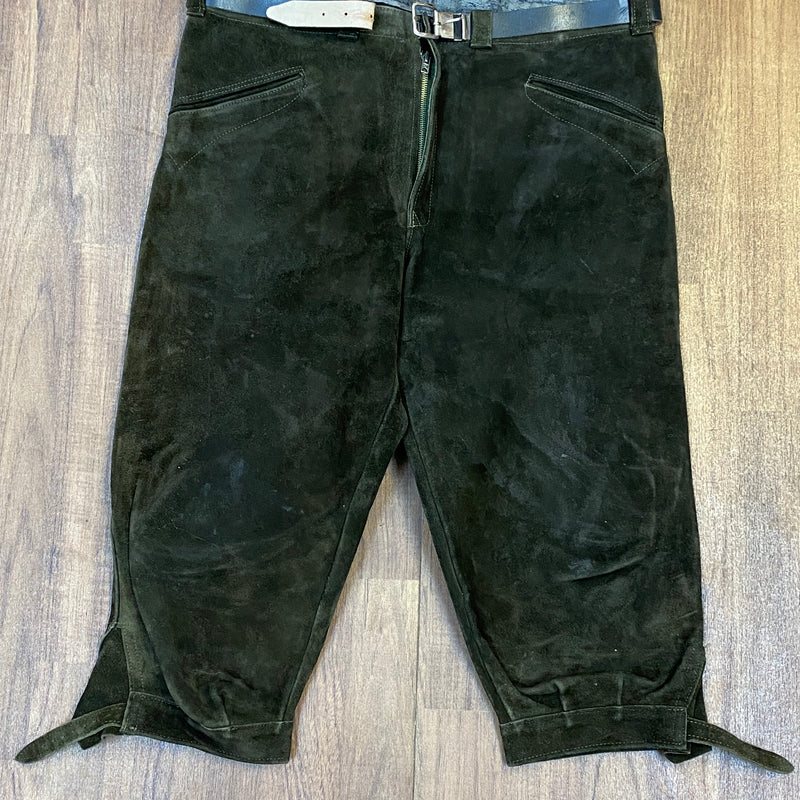 „Vintage Lederhose Herren grün Kniebund Trachtenhose Echtleder 90er Jahre“