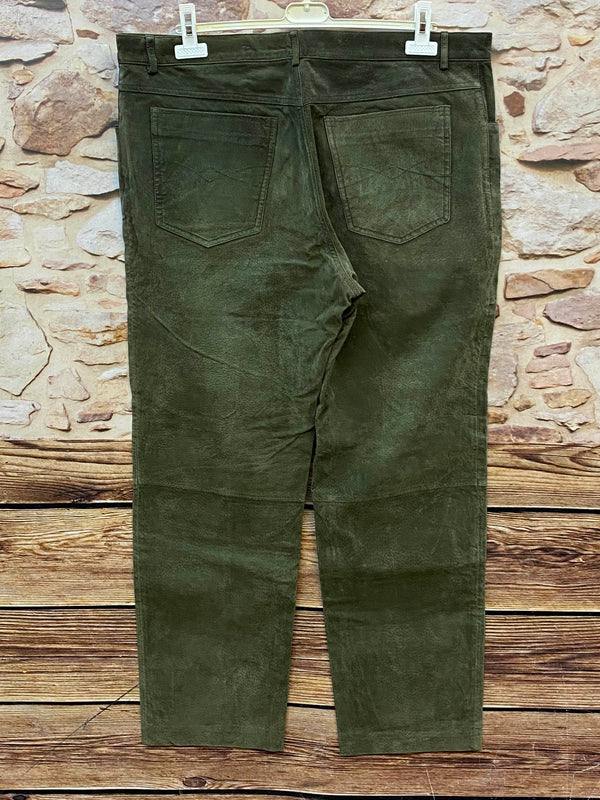 „Trachten Lederhose Herren olivgrün Rückseite große Größe Vintage Hose“
