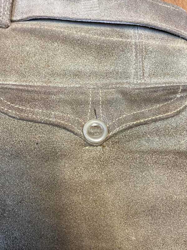 Kurze Lederhose 60er Doppelzipp Eichenlaub grau Bayern Rothenburg Unikat