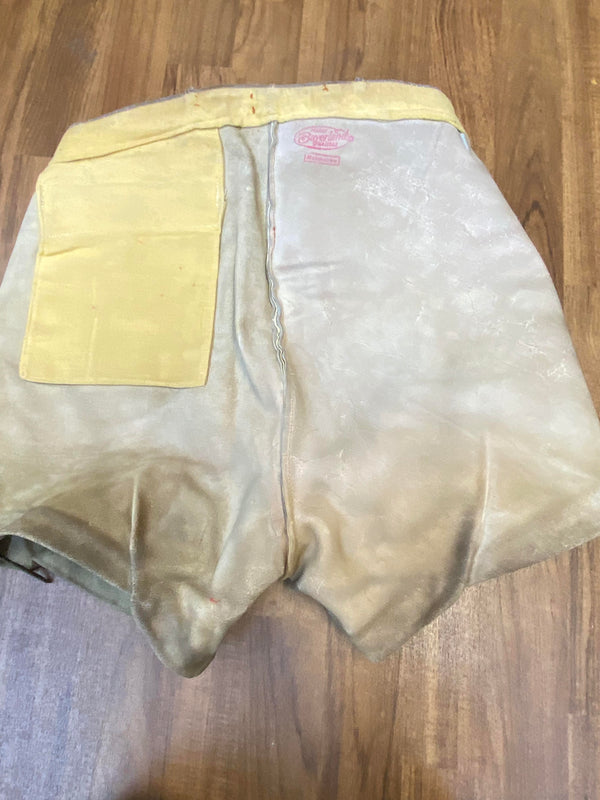 Kurze Lederhose 60er Doppelzipp Eichenlaub grau Bayern Rothenburg Unikat