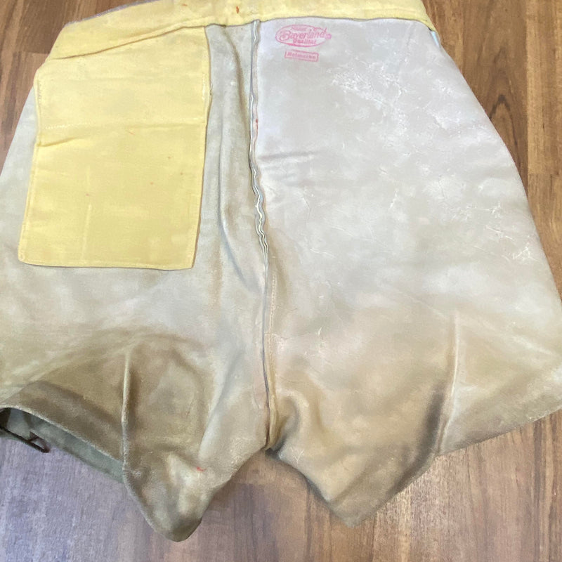 Kurze Lederhose 60er Doppelzipp Eichenlaub grau Bayern Rothenburg Unikat