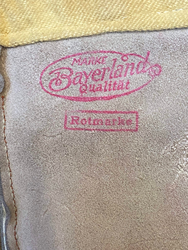 Kurze Lederhose 60er Doppelzipp Eichenlaub grau Bayern Rothenburg Unikat