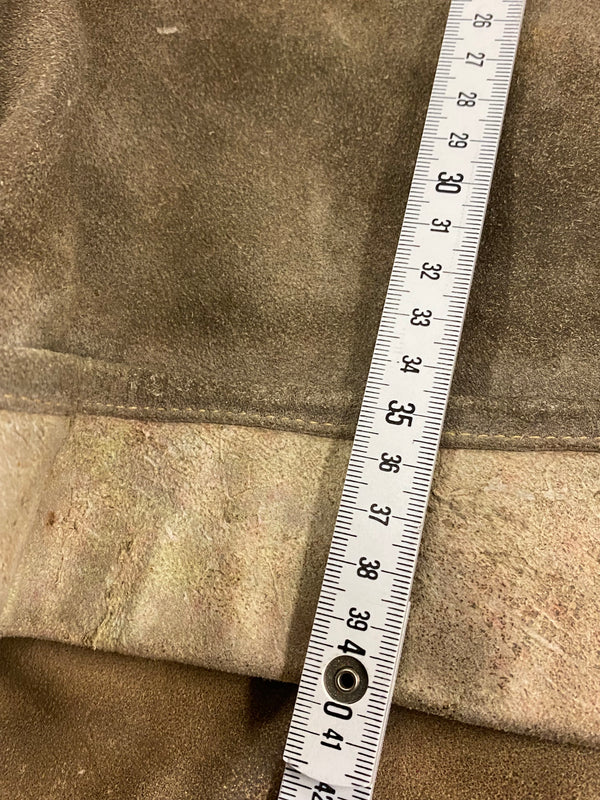 Kurze Lederhose 60er Doppelzipp Eichenlaub grau Bayern Rothenburg Unikat
