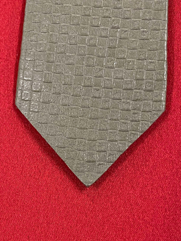 Vintage Lederkrawatte Grau mit Struktur – klassische Herren Krawatte