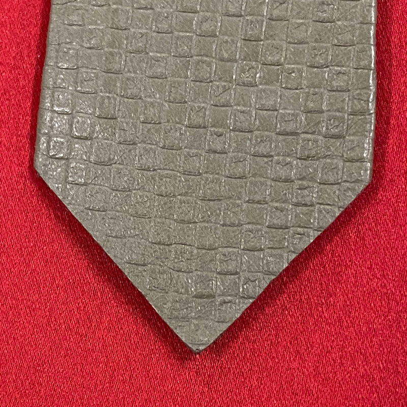 Vintage Lederkrawatte Grau mit Struktur – klassische Herren Krawatte