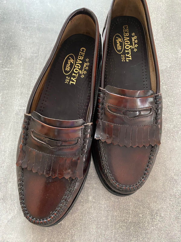 „Vintage Loafer Herren braun Leder handgefertigt mit Ledersohle elegante klassische Schuhe Größe 44“