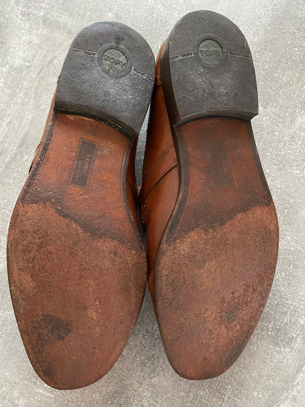 „Vintage Herrenschuhe Loafer braun perforiert Leder klassische elegante Schuhe Größe 44“