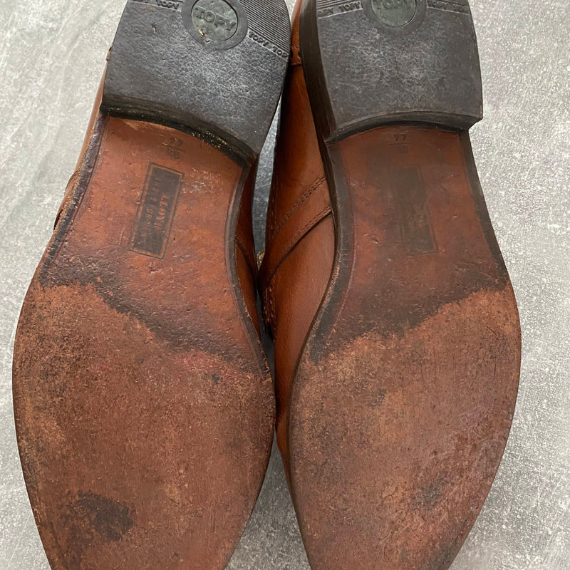 „Vintage Herrenschuhe Loafer braun perforiert Leder klassische elegante Schuhe Größe 44“