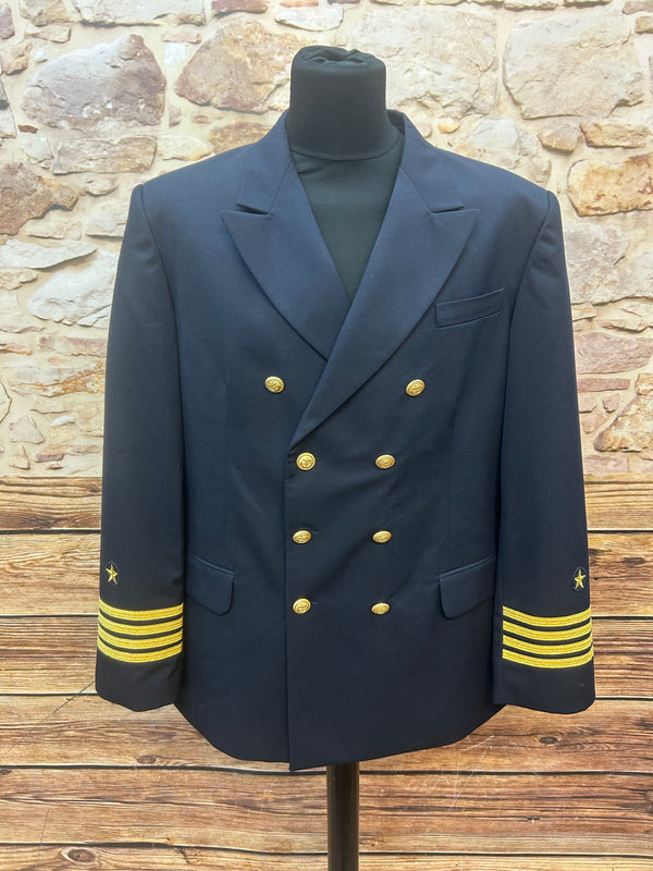 Vintage Marine Sakko Größe 54 in Dunkelblau mit goldenen Knöpfen und Ärmelabzeichen