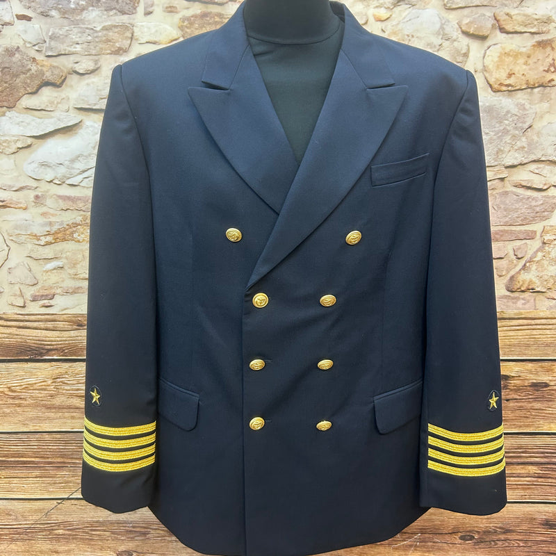 Vintage Marine Sakko Größe 54 in Dunkelblau mit goldenen Knöpfen und Ärmelabzeichen
