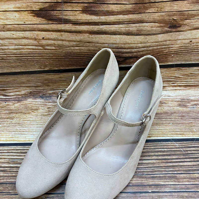 „Vintage Mary Jane Pumps Damen beige Größe 38 mit Riemen“
