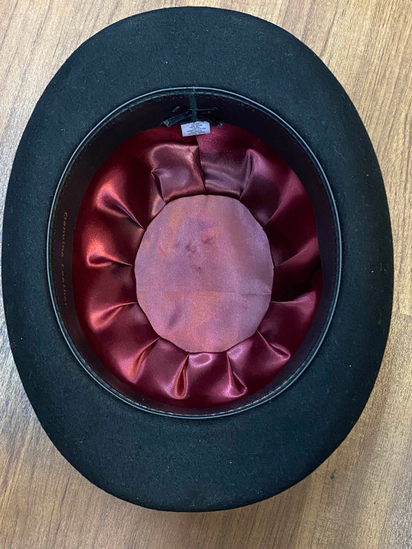 Schwarze Vintage Melone mit bordeauxrotem Innenfutter