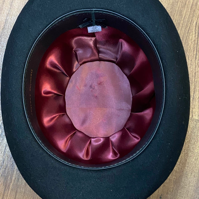 Schwarze Vintage Melone mit bordeauxrotem Innenfutter
