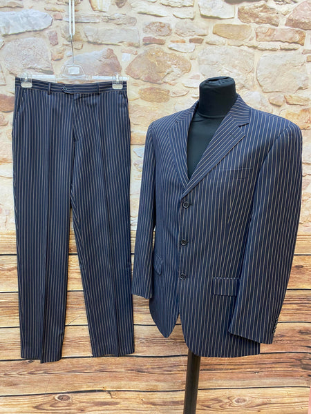 „Vintage Nadelstreifen Anzug dunkelblau Gr.94 komplett mit Hose und Sakko“
