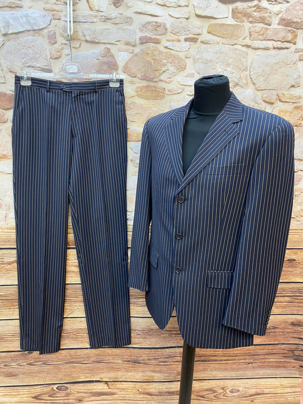 „Vintage Nadelstreifen Anzug dunkelblau Gr.94 komplett mit Hose und Sakko“