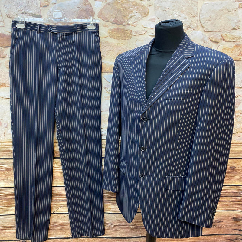 „Vintage Nadelstreifen Anzug dunkelblau Gr.94 komplett mit Hose und Sakko“