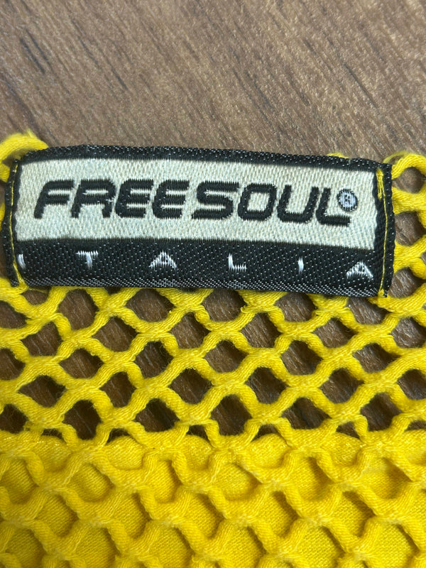 „Detail Freesoul Italia Label gelbes Mesh Top Vintage 80er“